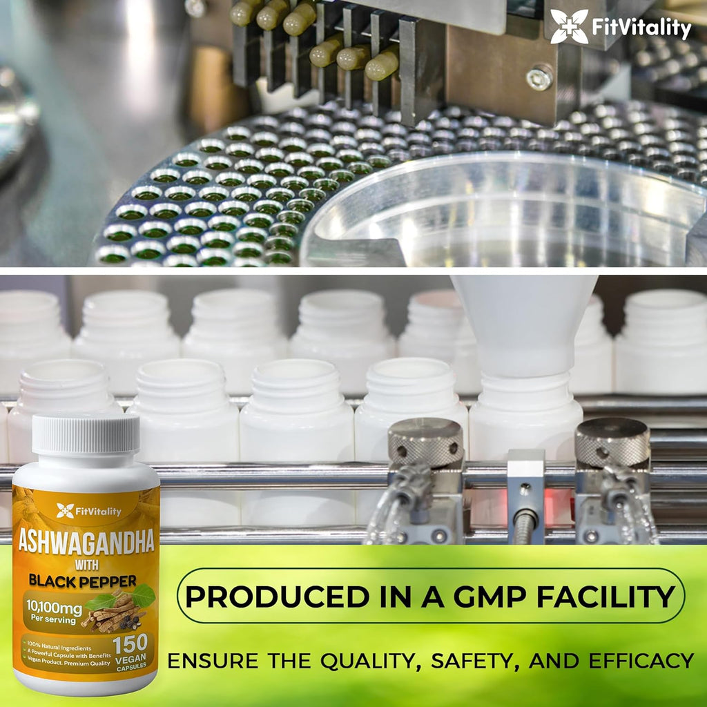 Ashwagandha with Black Pepper Capsules, Non-GMO, Gluten-Free